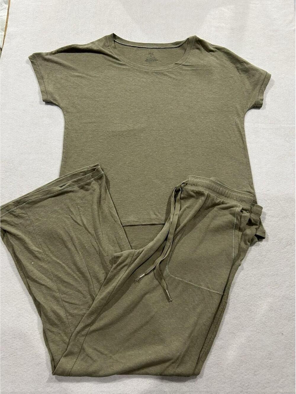 Felina Lauren X2401 Lounge Set 2-Piece Pajama Outfit Crew Neck Tee Medium